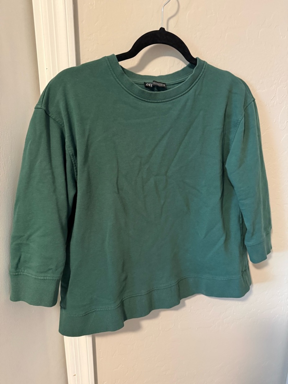 Zara Green Boxy Crewneck Sweatshirt